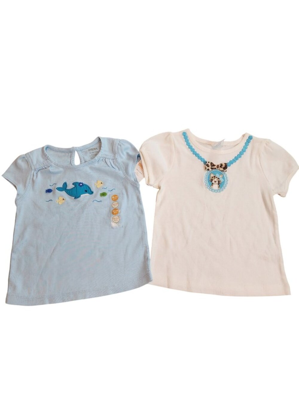 Gymboree bundle of 2 short sleeve t-shirts dolphin cheetah cat 18-24 m New